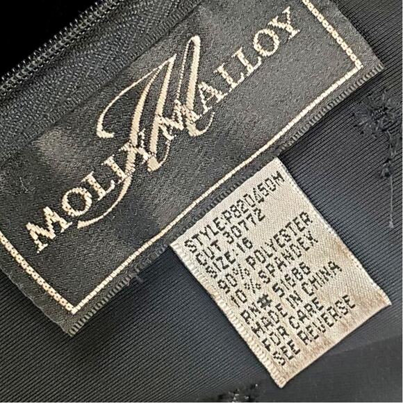 Vtg Molly Malloy 16 Black Crushed Velvet Party Dress Whimsigoth Floral Embossed - Picture 9 of 14